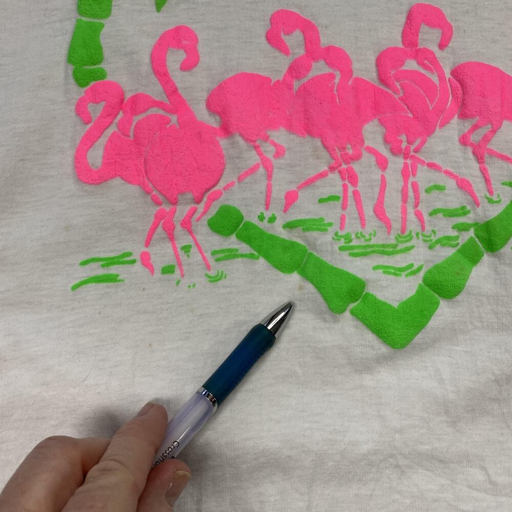 Vintage Bahamas T Shirt Large White Neon Puff Paint Tropical Single Stitch 80s - Picture 8 of 14